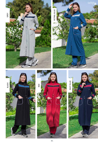 Adabkini Almira Sweatsuit with hoodi and pants, Islamic Covered Sweat Suit with Long Tunic - AdabKini