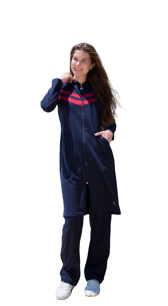S, M Size - Adabkini Gunes Long Sweatsuit with overall and pants, excellent for muslim women for full-coverage - AdabKini