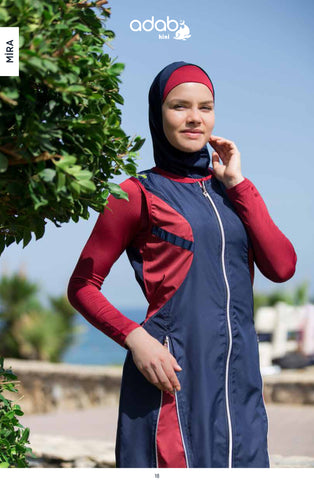 Adabkini Mira Muslim 5-piece Long Swimsuit Islamic Full Cover Modest Swimwear Burkini Bathing Suit Beachwear