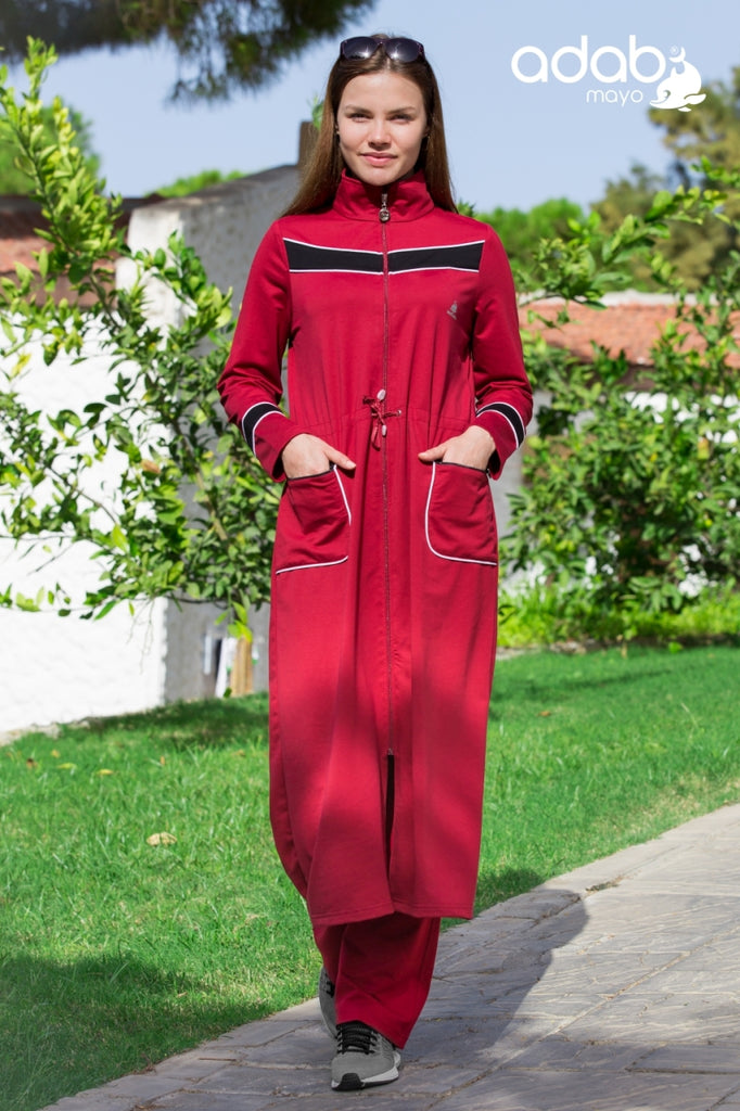 Adabkini Almira Sweatsuit with hoodi and pants, Islamic Covered Sweat Suit with Long Tunic - AdabKini